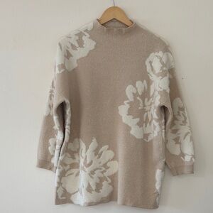 Anthropologie Floral Knit Sweater Mini Skirt 2 Piece Set Mock Neck Coquette SP